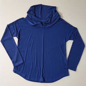 Kori Women's Royal Blue Stripe Cowl Neck Sweater